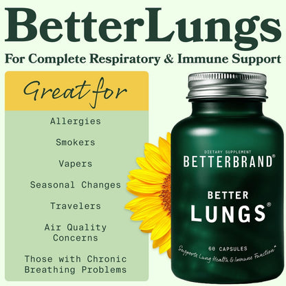 Betterbrand Mullein Leaf Extract for Lungs – Lung Support with Elderberry, Vitamin D, Ginseng & Reishi – Healthy Flow Cleanse & Immune Support– 60 Capsules