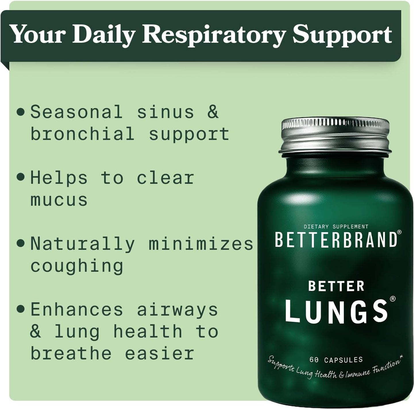 Betterbrand Mullein Leaf Extract for Lungs – Lung Support with Elderberry, Vitamin D, Ginseng & Reishi – Healthy Flow Cleanse & Immune Support– 60 Capsules