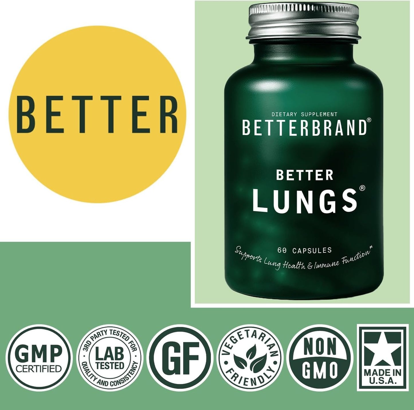 Betterbrand Mullein Leaf Extract for Lungs – Lung Support with Elderberry, Vitamin D, Ginseng & Reishi – Healthy Flow Cleanse & Immune Support– 60 Capsules
