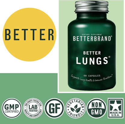 Betterbrand Mullein Leaf Extract for Lungs – Lung Support with Elderberry, Vitamin D, Ginseng & Reishi – Healthy Flow Cleanse & Immune Support– 60 Capsules