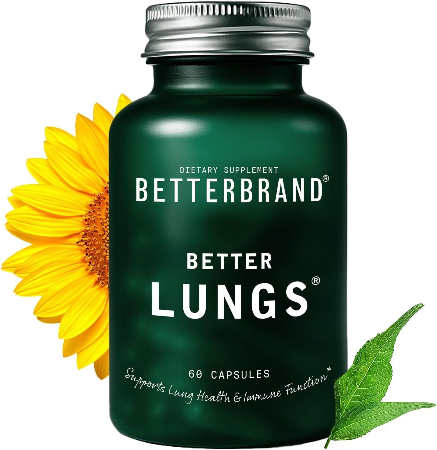 Betterbrand Mullein Leaf Extract for Lungs – Lung Support with Elderberry, Vitamin D, Ginseng & Reishi – Healthy Flow Cleanse & Immune Support– 60 Capsules