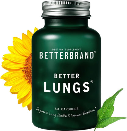Betterbrand Mullein Leaf Extract for Lungs – Lung Support with Elderberry, Vitamin D, Ginseng & Reishi – Healthy Flow Cleanse & Immune Support– 60 Capsules